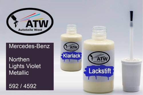 Mercedes-Benz, Northen Lights Violet Metallic, 592 / 4592: 20ml Lackstift + 20ml Klarlack - Set, von ATW Autoteile West.